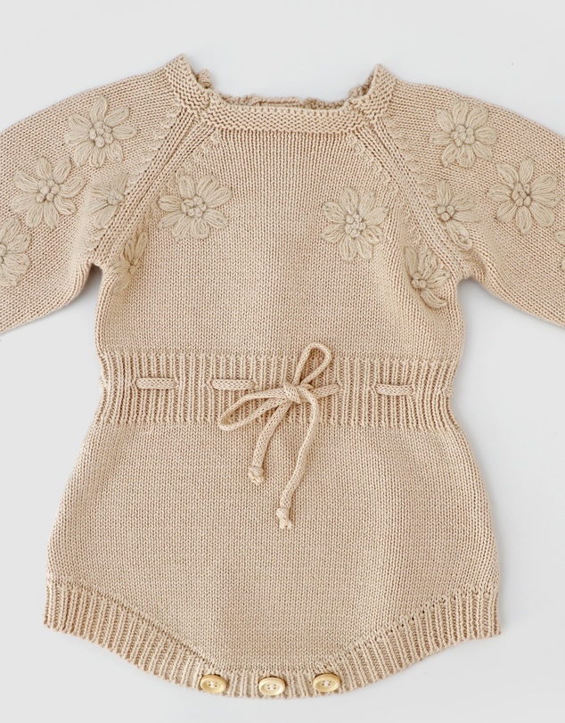 WITH LOVE FOR KIDS - Long Sleeve Knitted Romper - Babies