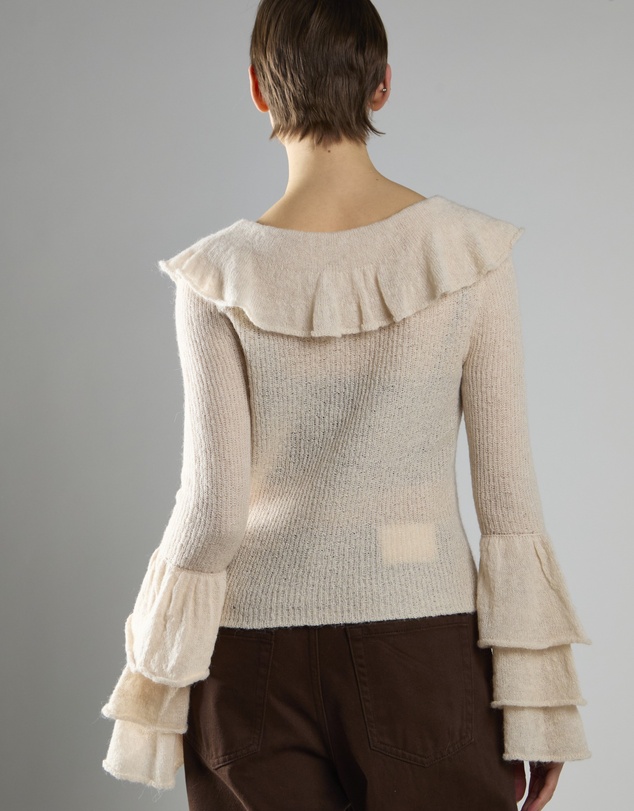 Glamorous - Boatneck bell sleeve ruffle jumper