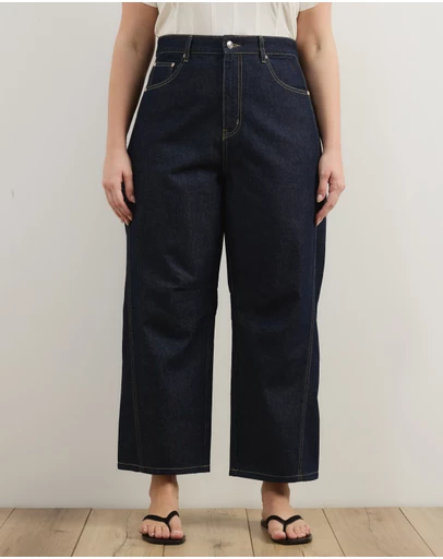 Atmos&Here Curvy - Poppy Cropped Barrel Leg Jeans