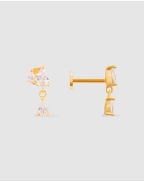 Wanderlust + Co - Teardrop Gems 14K Gold Vermeil Flat Back Earrings
