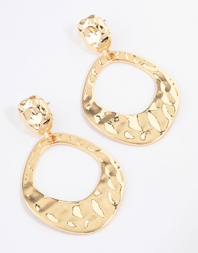 Lovisa - Gold Plated Molten Open Circle Drop Earrings