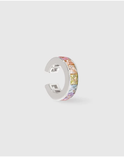 Wanderlust + Co - Rainbow Gem Silver 9mm Ear Cuff
