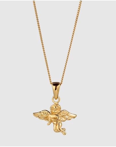 Elli Jewelry - Necklace Angel Lucky Charm 925 Sterling Silver Gold-Plated