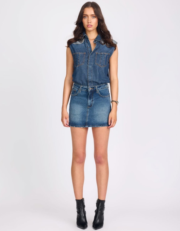 ONE TEASPOON - Sloane Mini Denim Dress - Phoenix Blue