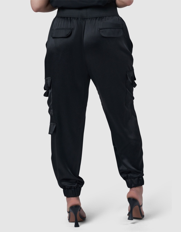 Sunday In The City - Jaded Satin Cargo Pants