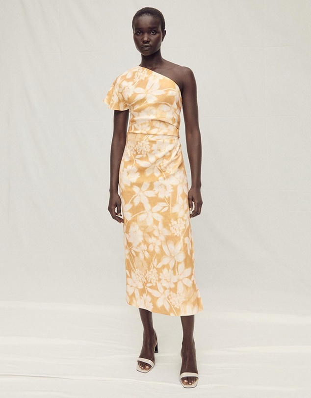 M.N.G - Parisi Asymmetrical Floral Linen Dress