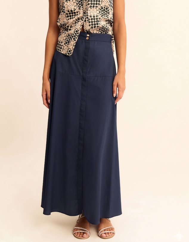 Emme - Navy Cotton Poplin Skirt