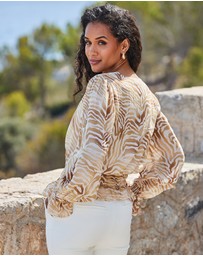 Sosandar - Shirred Sleeve Detail Blouse