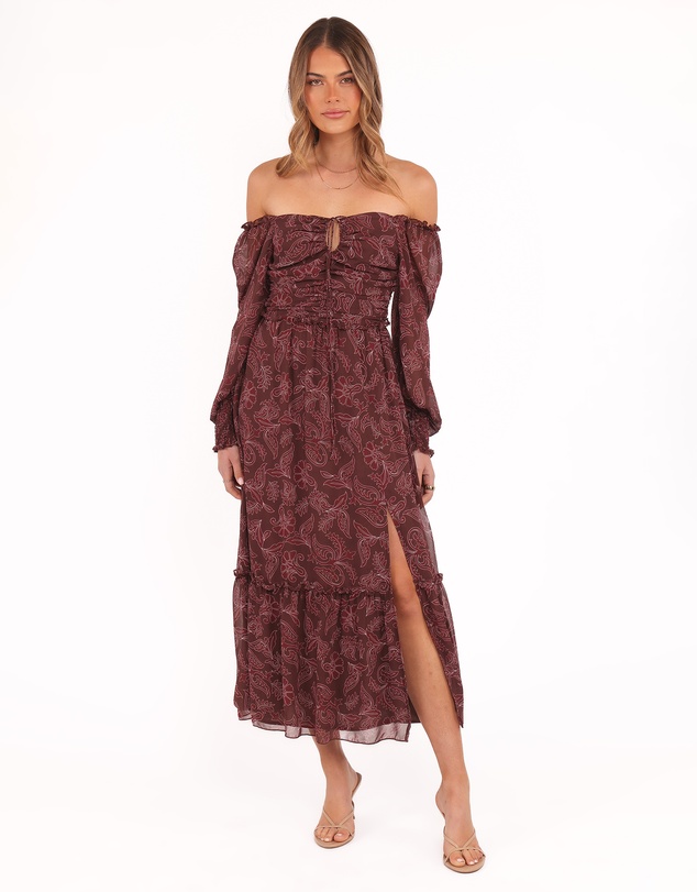 Petal & Pup - Keziah Long Sleeve Maxi Dress - Burgundy Paisley
