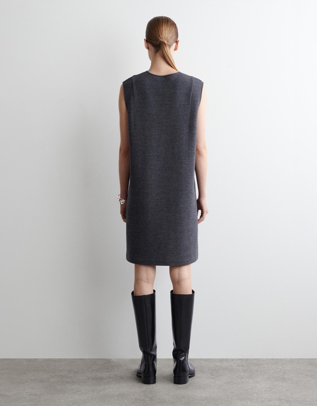 COS - Boiled Wool V-Neck Mini Dress
