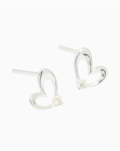 Lovisa - Sterling Silver Cubic Zirconia Heart Stud Earrings