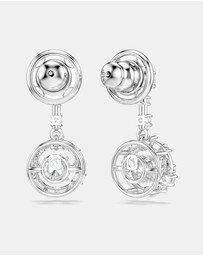 Swarovski - Constella Drop Earrings, Round Cut, Dancing Stone, White, Rhodium Plated