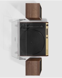 Crosley - Crosley C72 Record Player Shelf System - Walnut