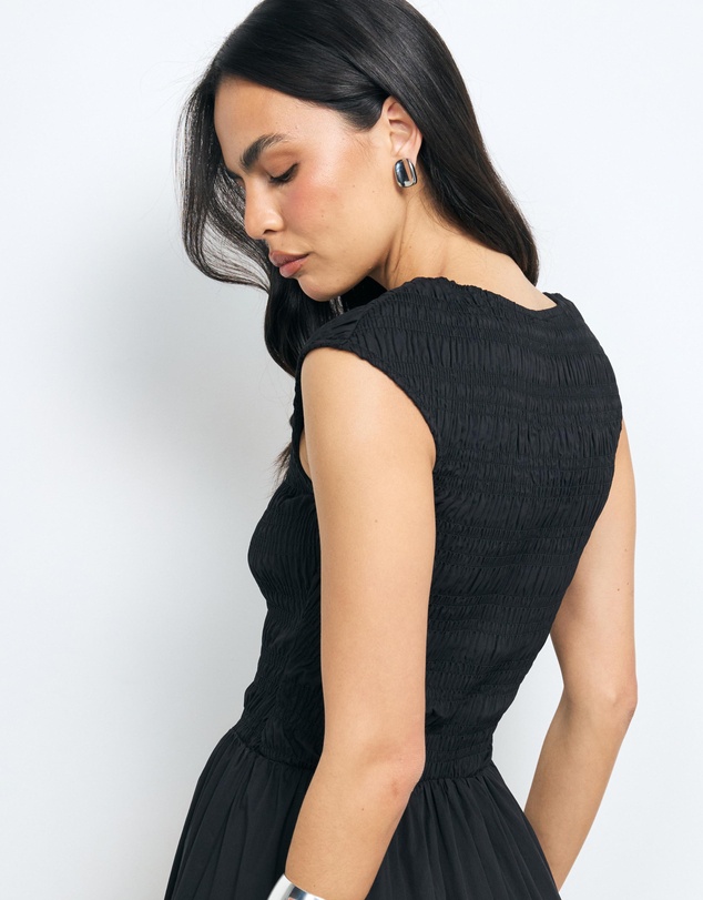 AERE - Esme Shirred Cotton Midi Dress