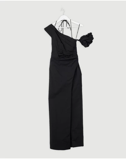 Revibe - Repaired Shona Joy Lani Asymmetrical Draped Maxi Dress - AU 8