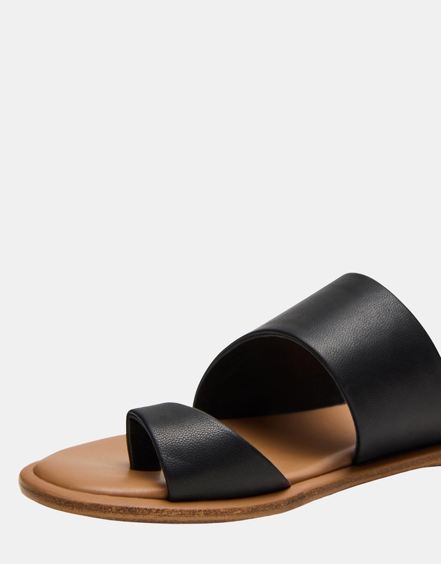 Steve Madden - Zani Black Leather Sandals
