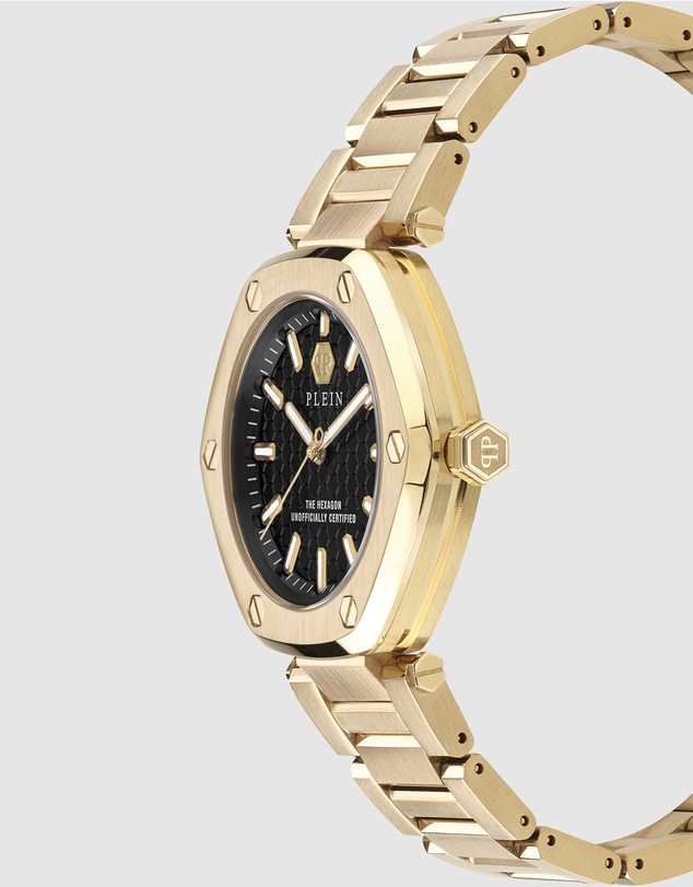 Philipp Plein - The Hexagon - Gold-Tone 38mm Black Dial Analogue watch