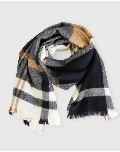 Belle & Bloom - Staten Island Plaid Scarf - Navy