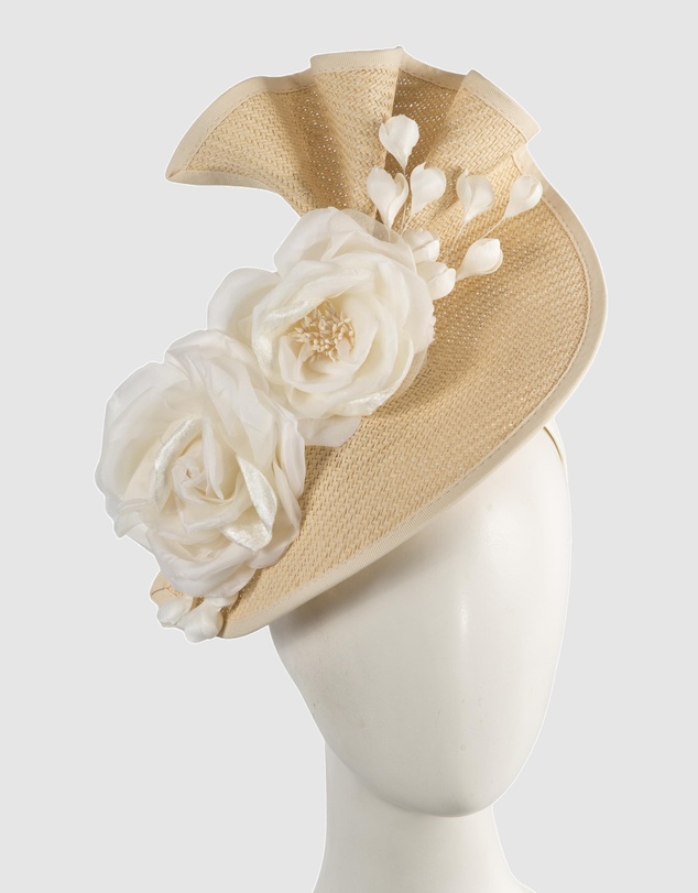 Fillies Collection - Bespoke Sculpted Natural Fuchsia Racing Fascinator