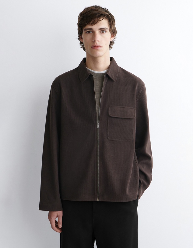COS - Corduroy-Jersey Zip-Up Overshirt