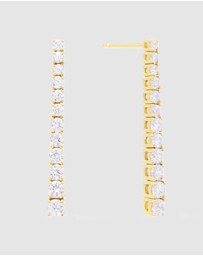 Wanderlust + Co - Pave 14K Gold Vermeil Tennis Earrings