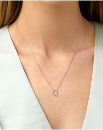 Michael Hill - Q Initial Necklace with 0.10 Carat TW of Diamonds in 10kt White Gold