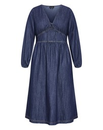 City Chic - Plus size Emelia Denim Midi Dress - dark wash
