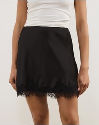 Atmos&Here - Leoni Lace Satin Mini Skirt