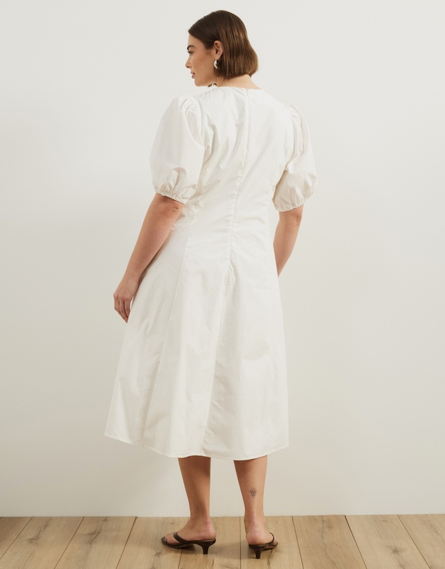 Atmos&Here Curvy - Ally Cotton Puff Sleeve Midi Dress