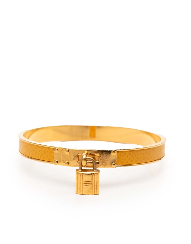 Pre-Loved by Azura Reborn - Pre-Loved Gold Plated Epsom Kelly Cadena Lock Bangle Bracelet
