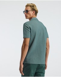 Calibre - Striped Seersucker Knit Polo Sea Green