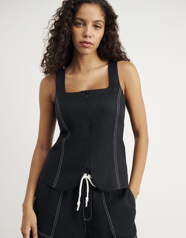 Jag - Sabine Linen Square Neck Bodice