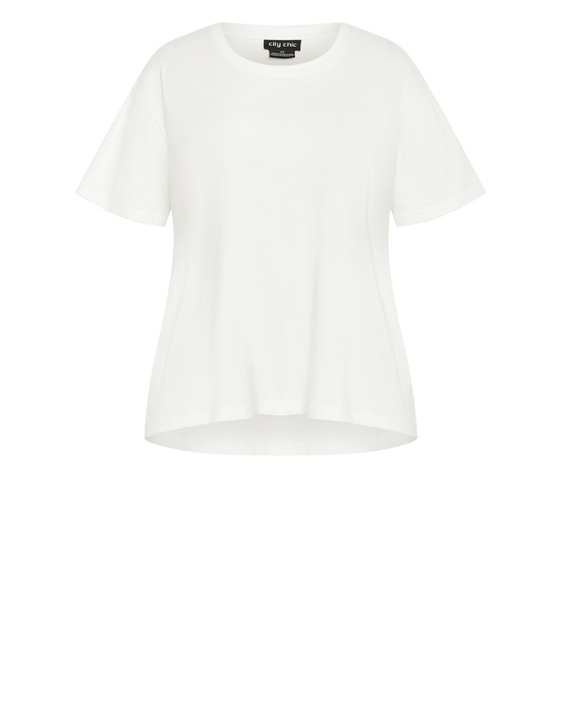 City Chic - Plus size Oversized Crew Neck Tee - white