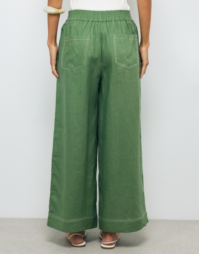AERE - Contrast Stitch Linen Pants