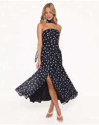Petal & Pup - Boston Strapless Maxi Dress - Black Polka Dot