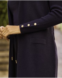 Sosandar - Longline Belted Cardigan With Gold Button Detail