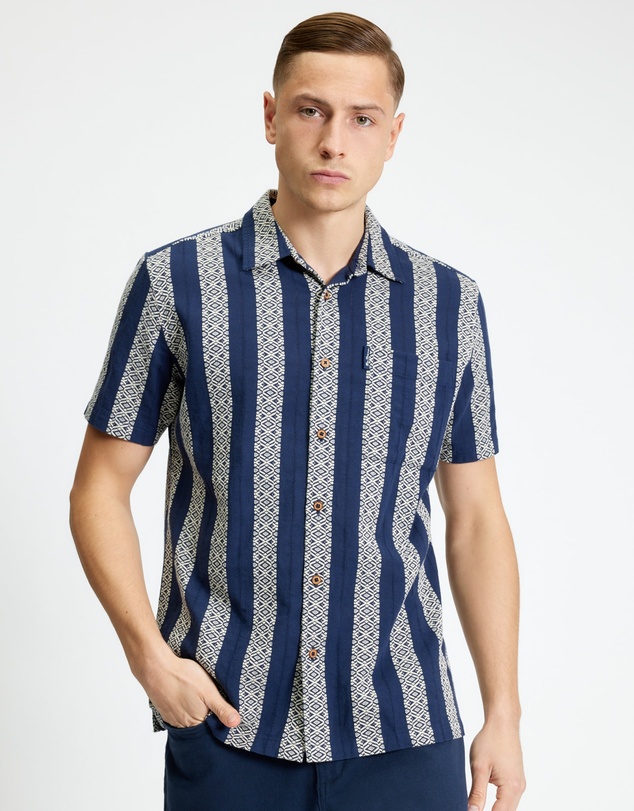 Ben Sherman - Block Geo Jacquard Stripe Short Sleeve Shirt