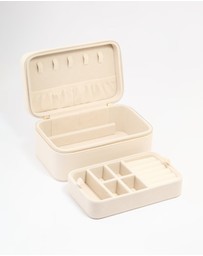 Lovisa - Cream PU Leather Rectangular Layered Jewellery Case