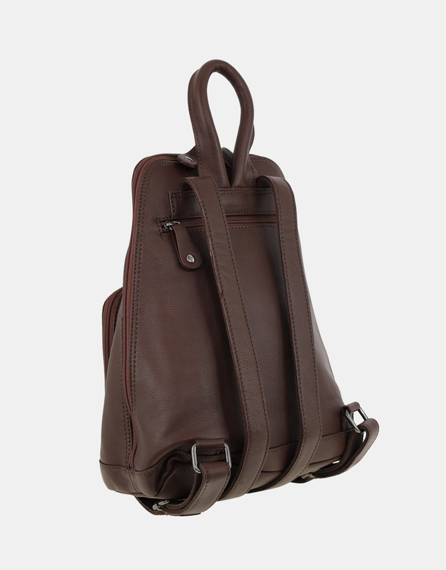 Milleni - Milleni Ladies Genuine Leather Twin Zip Backpack