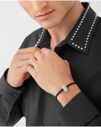Philipp Plein - PLEIN ENIGMA Stainless Steel Crystal Skull Leather Bracelet