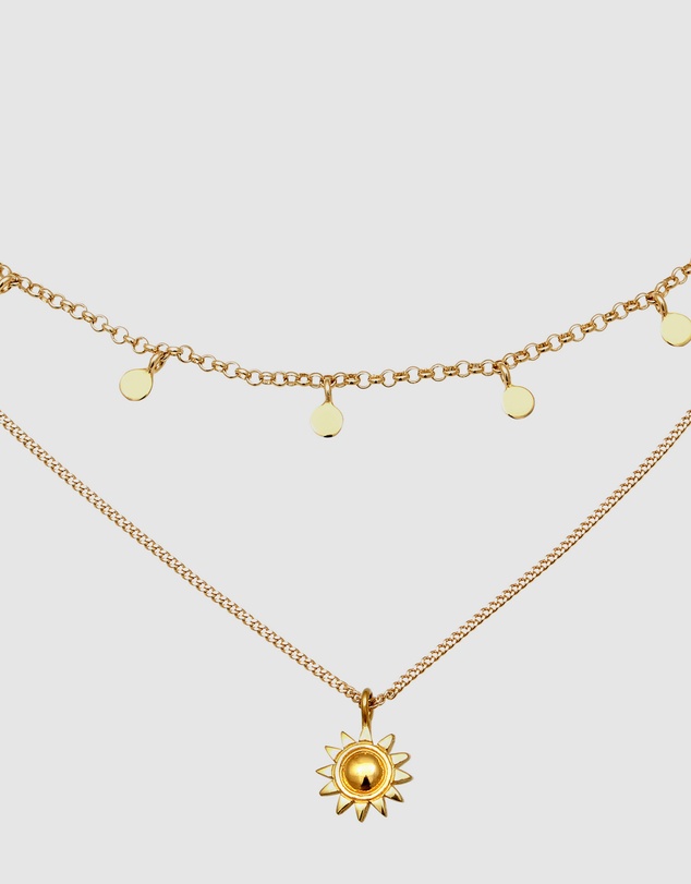 Elli Jewelry - Necklace Layer Sun 925 Sterling Silver Gold-plated