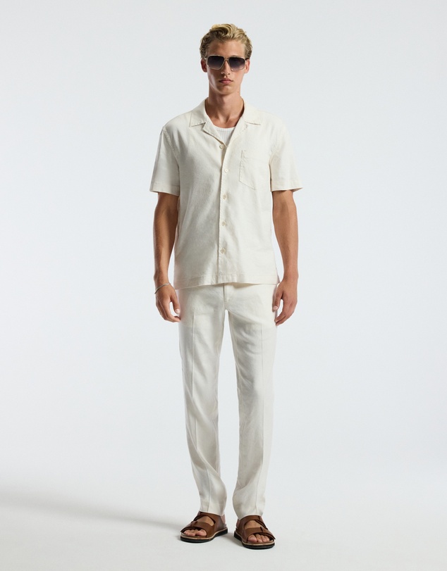 Calibre - Stretch Linen Short Sleeved Shirt Ivory