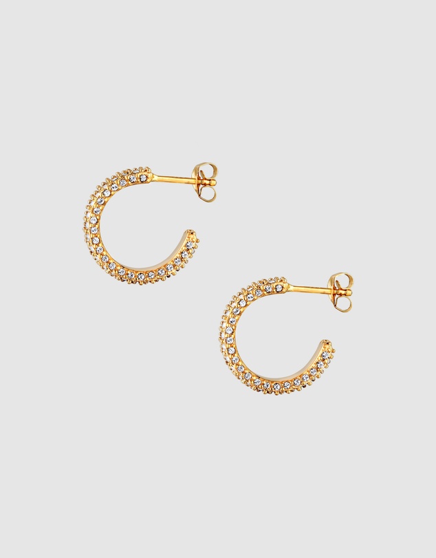 Elli Jewelry - Earrings Sparkling Crystal Creoles 925 Sterling Silver Gold-Plated