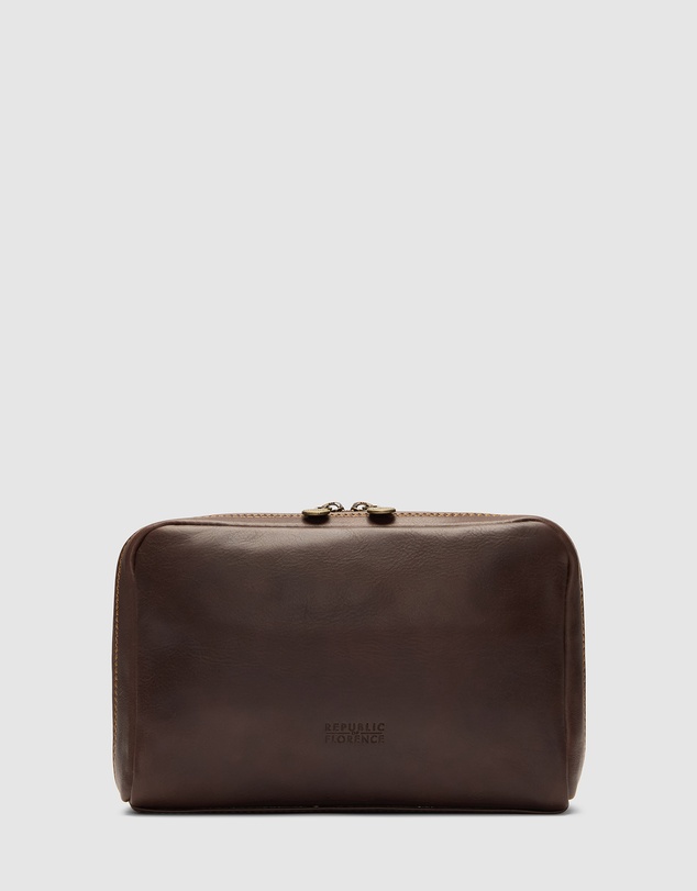 Republic of Florence - Primo Matt Chocolate Toiletry Bag