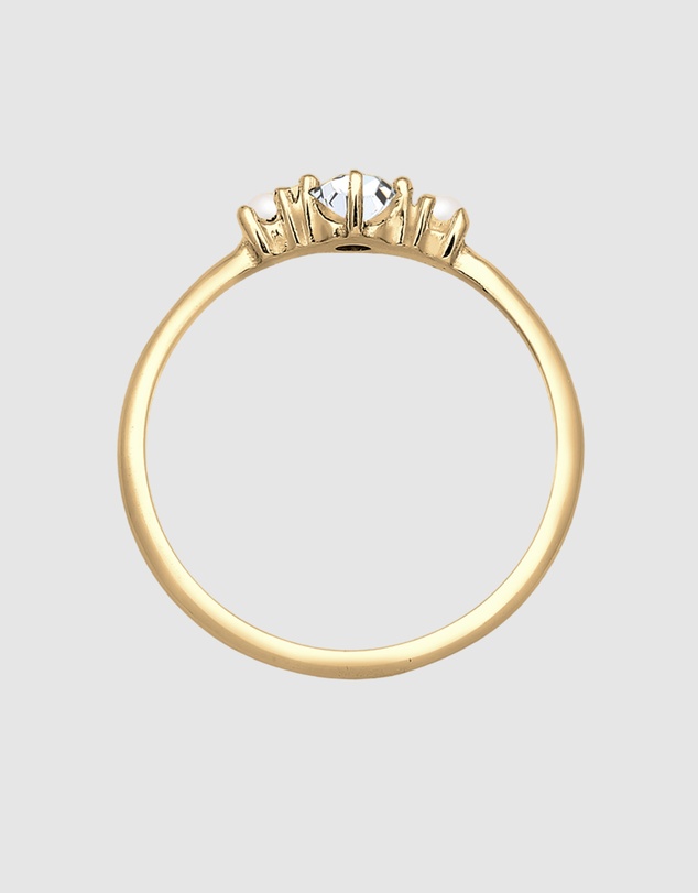 Elli Jewelry - Ring Synthetic Pearls in 925 Sterling Silver Gold Plated