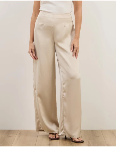 Atmos&Here - Nora Satin Wide Leg Pants