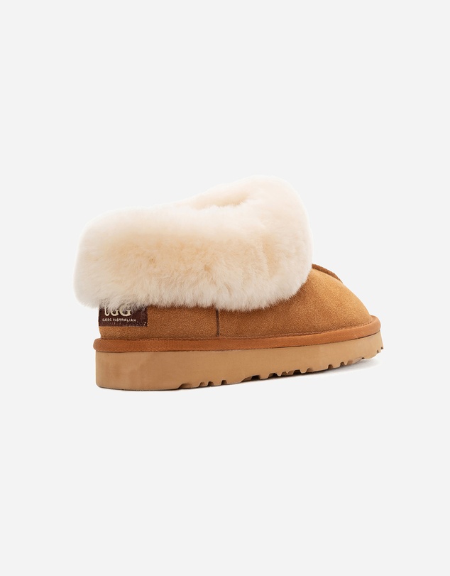Ozwear Connection Uggs - Ugg Slippers Collar Unisex Premium Sheepskin Slippers Suede