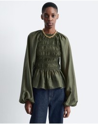 & Other Stories - Balloon-Sleeve Smocked Blouse