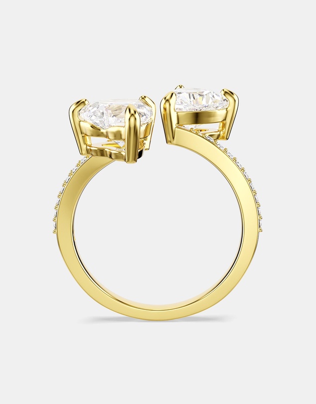 Swarovski - Mesmera open ring, Heart cut, Pavé, White, 18K gold finish
