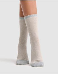 Levante - 3 Pack Lina Fine Stripe Crew Sock